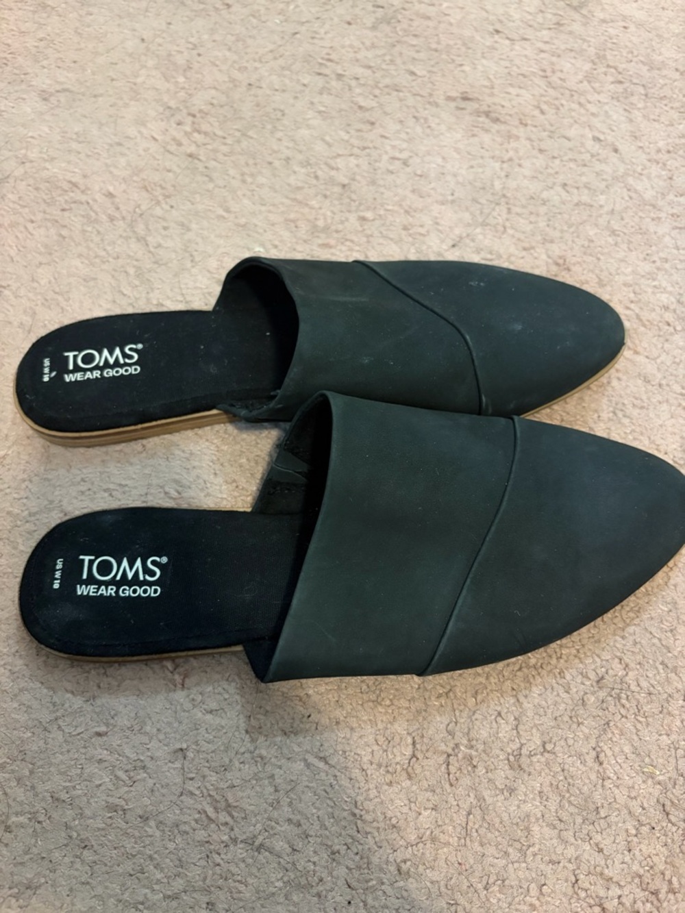 TOMS Black Pointed Slip-On Mules